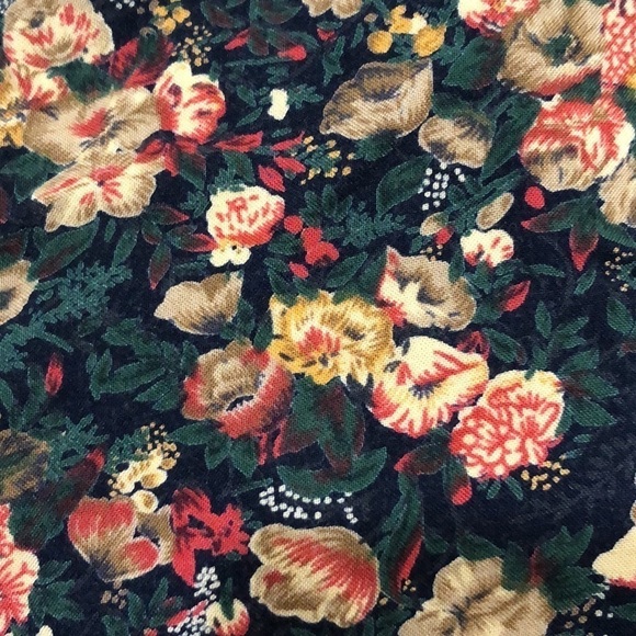 Vintage Midi Skirt Size Medium Dark Forest Green Flora Print High Waisted - Picture 8 of 8